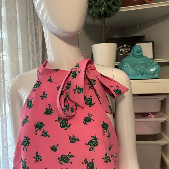 Chic Pink Tie Front Sleeveless Tank Top - Picture 5 of 6